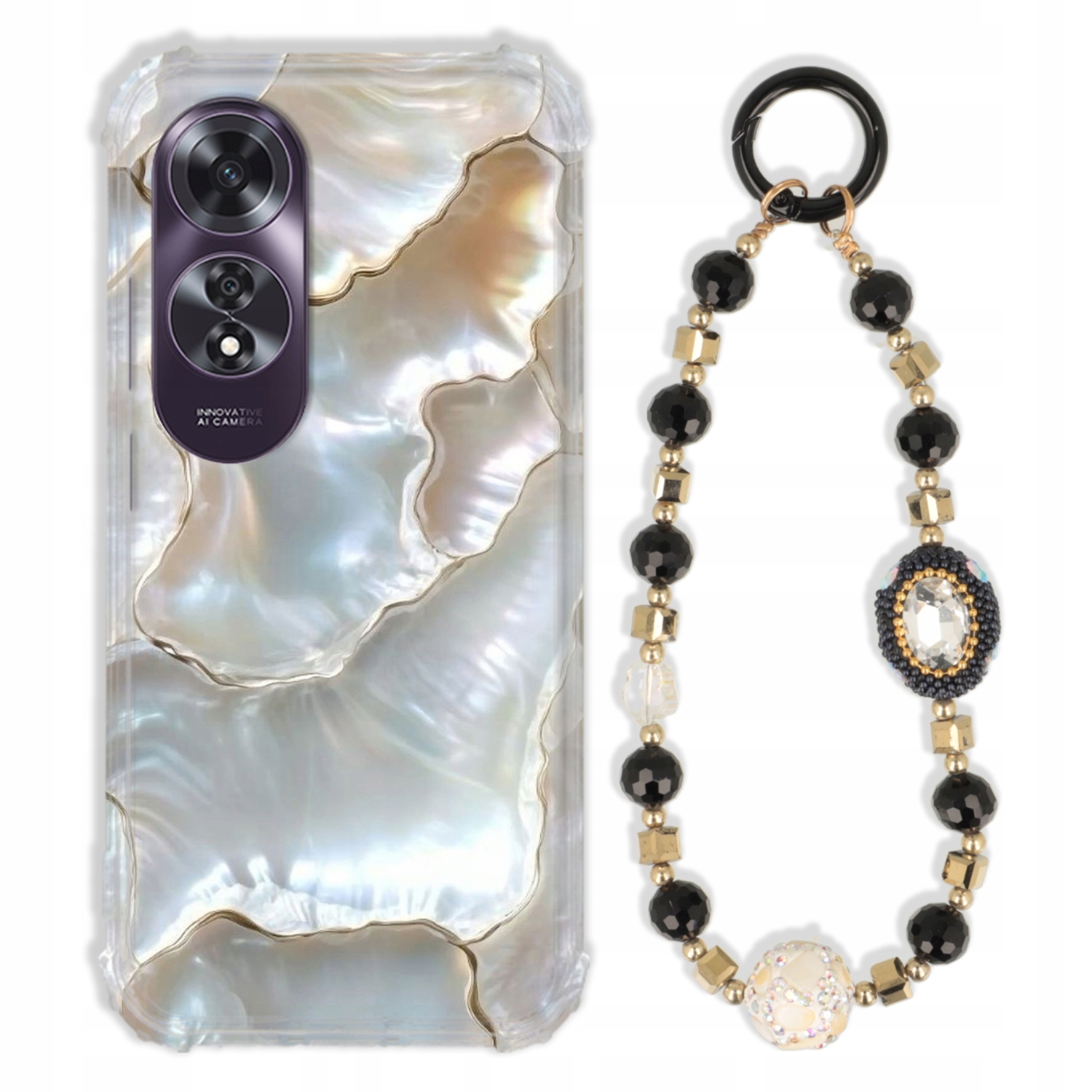 Puzdro Pre Oppo Reno A60 Case Antishock Zirkóny Čierno Zlaté|odolné|silné