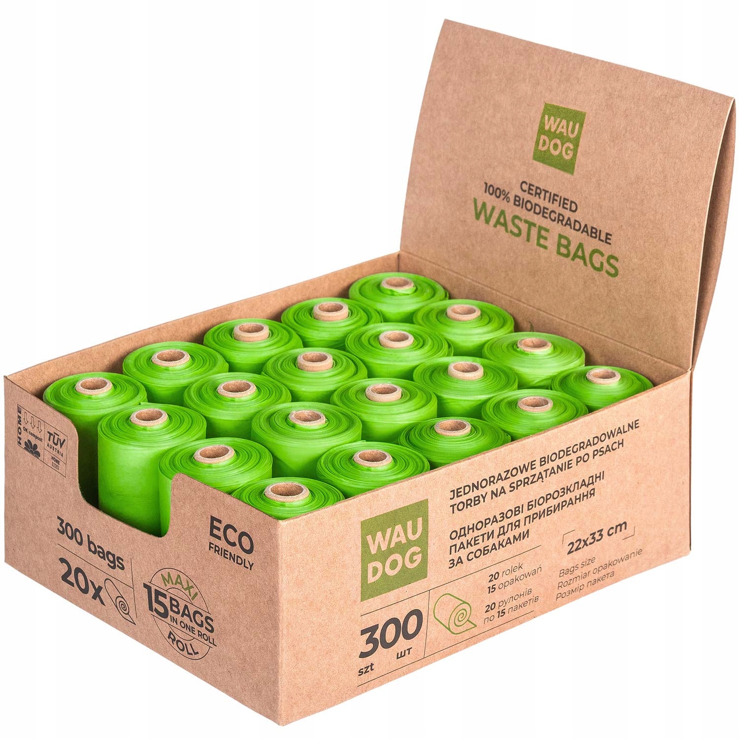 Levně Hygienické biologicky rozložitelné sáčky, voděodolné, trvanlivé, 300 ks 22x33 cm