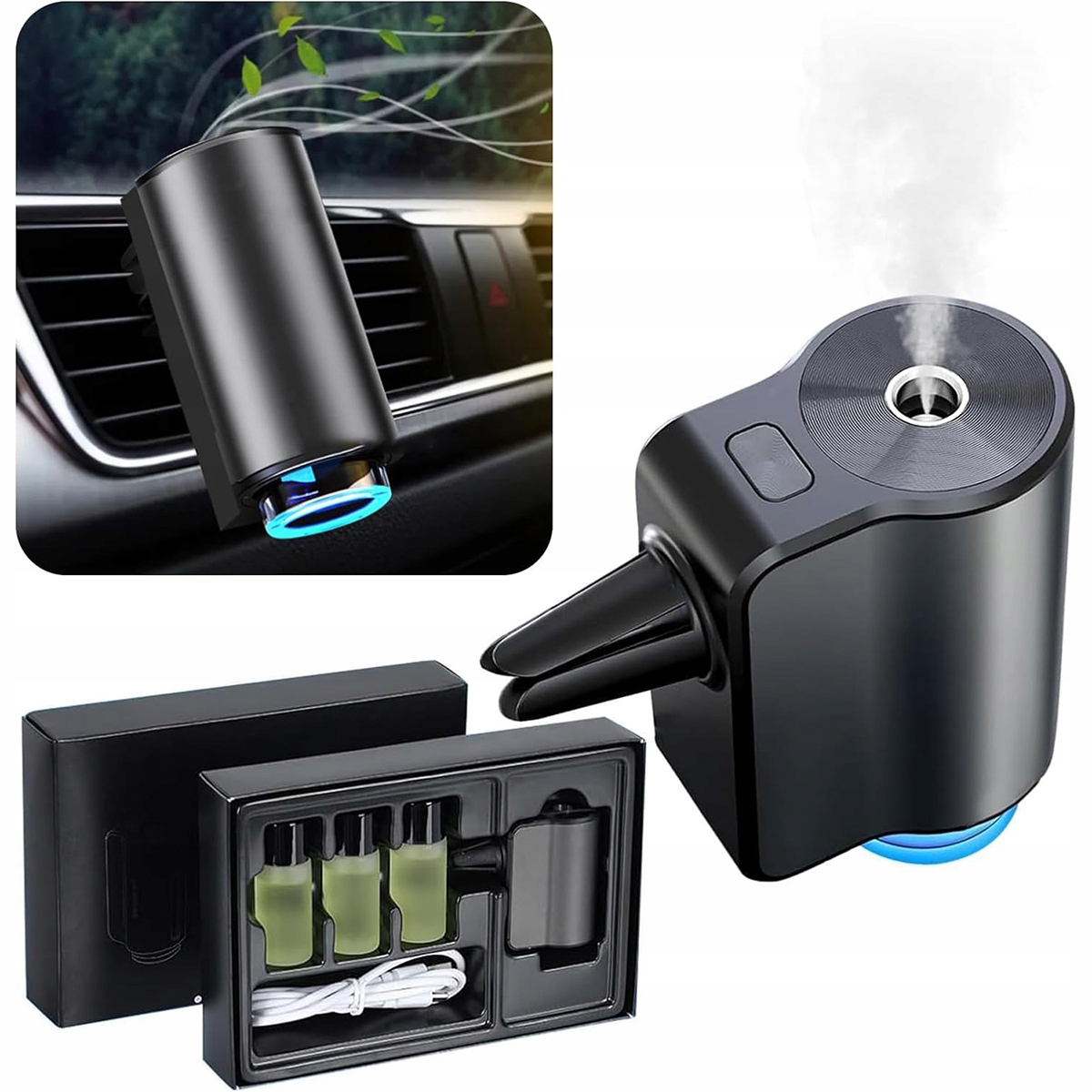 BEZPRZEWODOWY DYFUZOR DO SAMOCHODU AROMATYZER LED Z + 3 Zapach