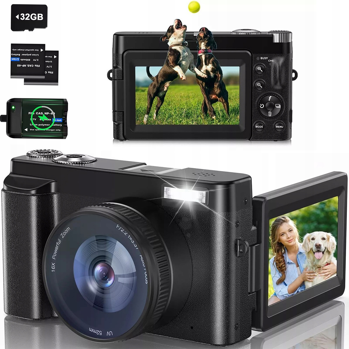 Przenośny Aparat Cyfrowy W Stylu Retro 4K 48MP 16X Karta Pamięci 32GB