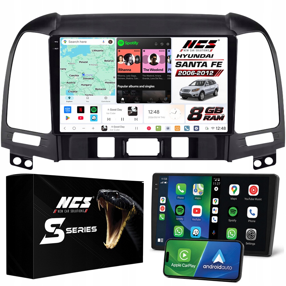 Rádio Navigace Ncs DS9 Hyundai Santa Fe 2006-2012 Android 8GB Lte 9″