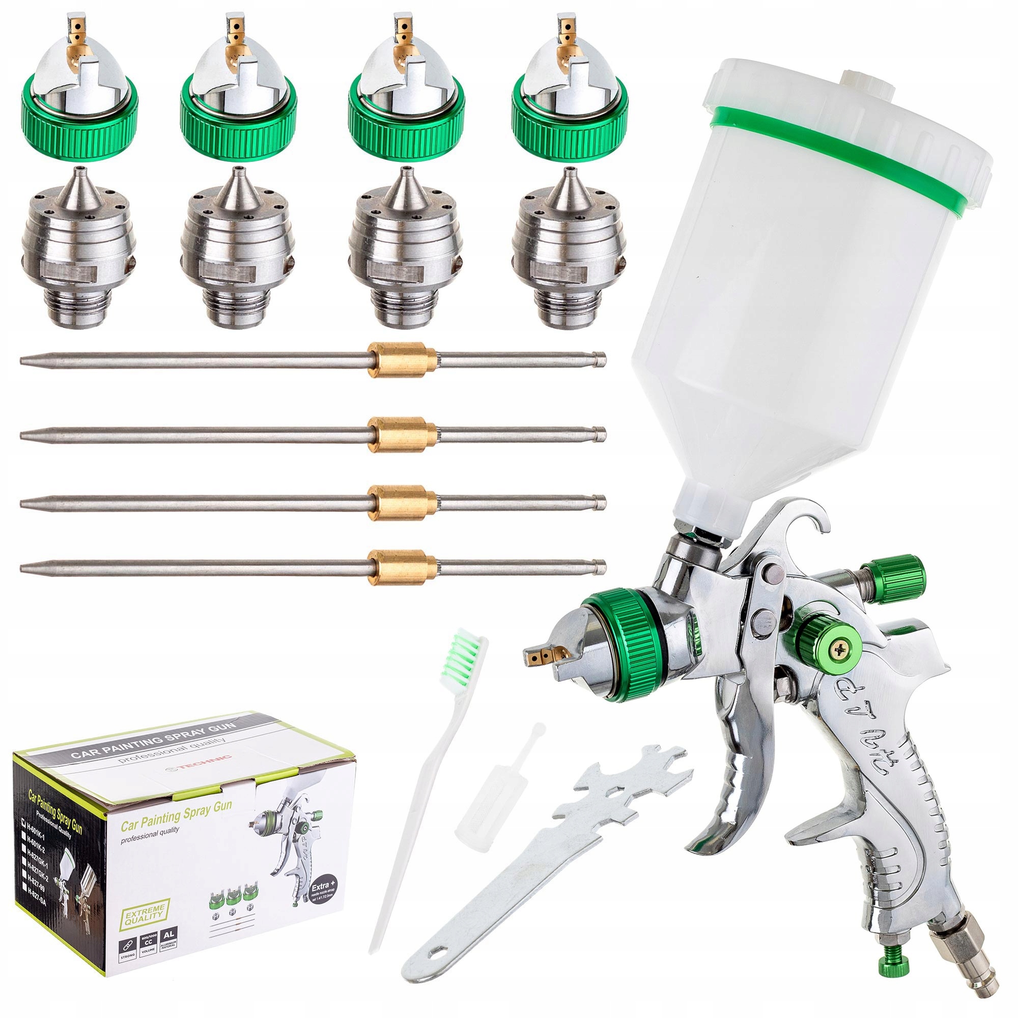 Lakovací Pistole Hvlp 4 Trysky 1,4-2,5 MM Nádrž 600 ML