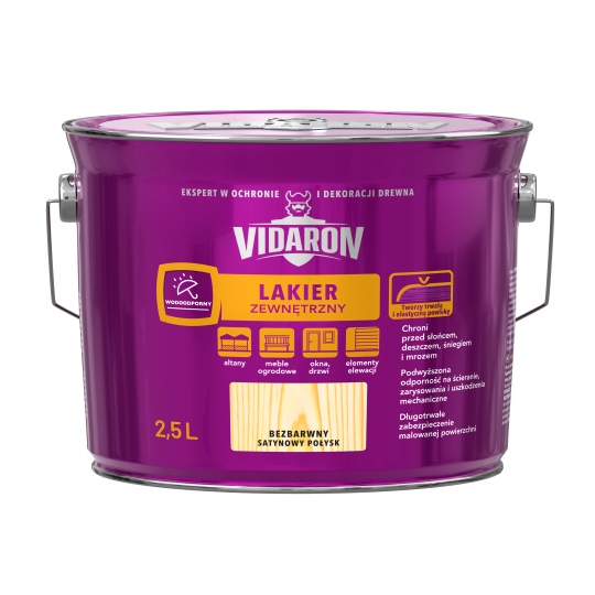 Vidaron Lakier Zewnętrzny Satynowy Połysk Do Drewna 2,5L