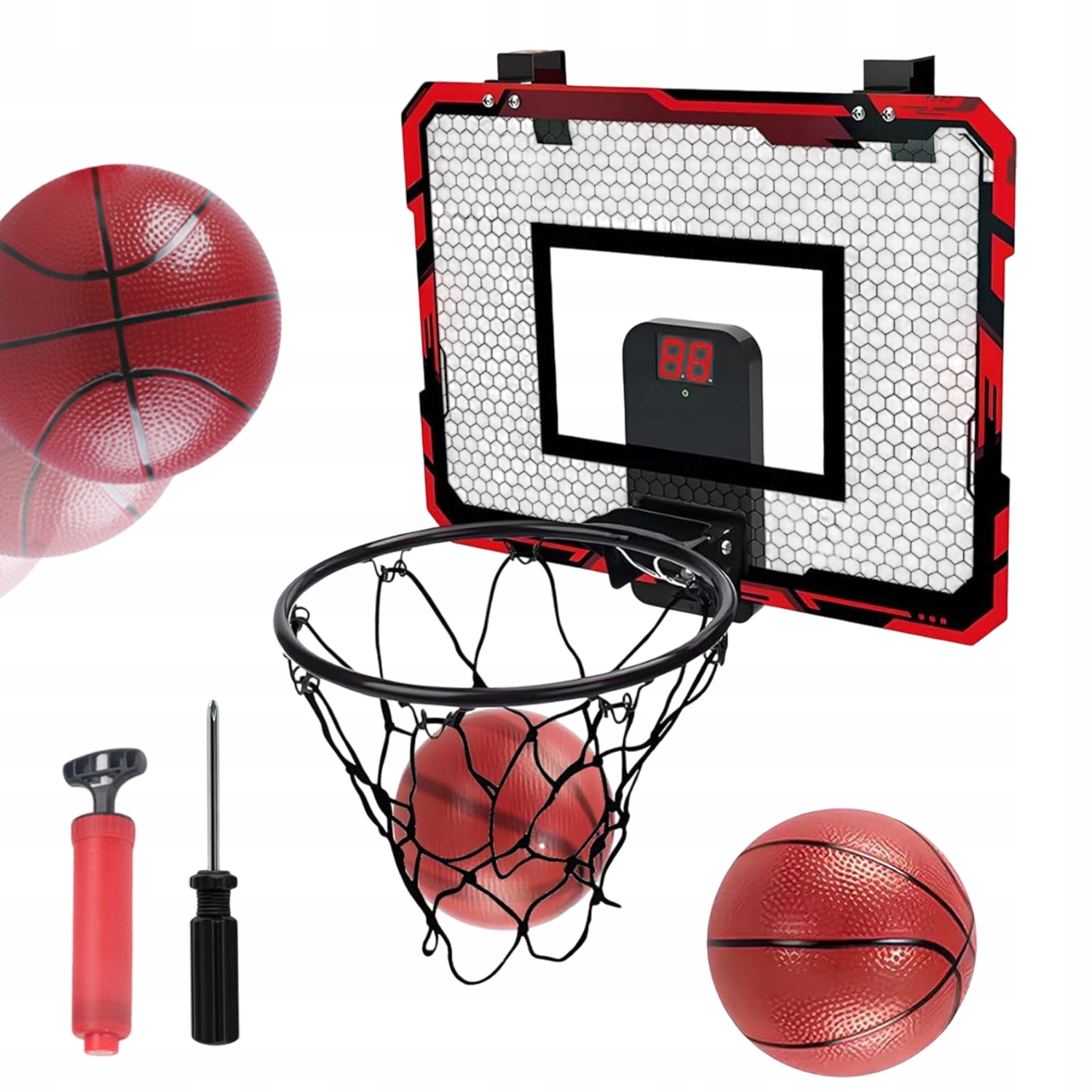 Set Mini Basketbalový Košík 43*30CMZ 3x Míč 3 Režimy Hry Pro Děti