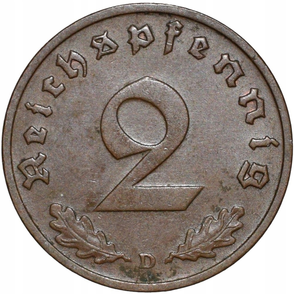 2 Reichspfennig 1938 D Ładna