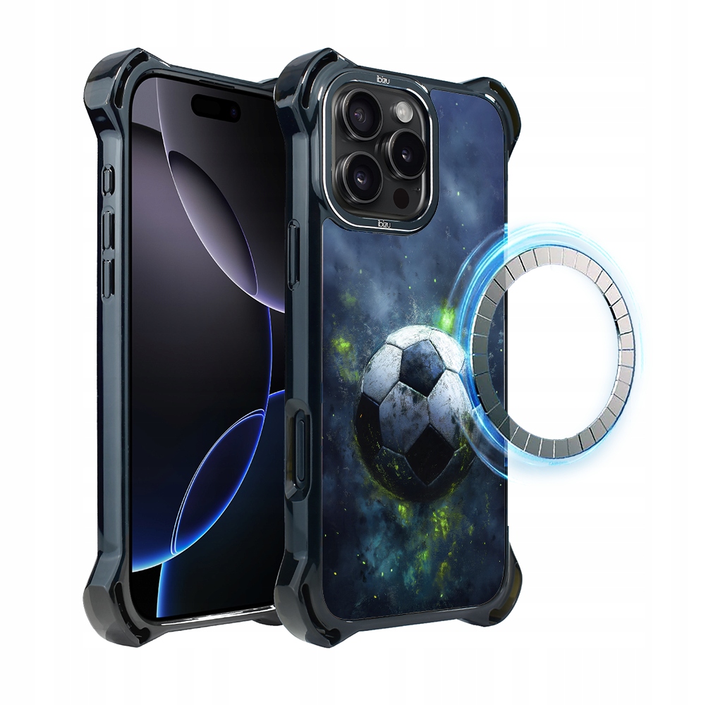 Pouzdro pro iPhone 16 Pro Max Ibizu DropGuard Ultra s MagSafe, Fotbal