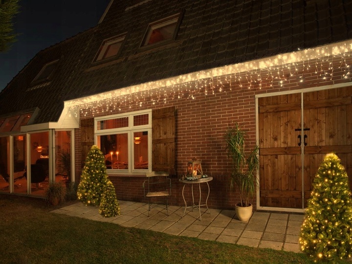 SOPLE FLASH ZEWNĘTRZNE 500LED LAMPKI STAŁE + FLASH CIEPŁE IP44 23,5m Zasilanie sieciowe