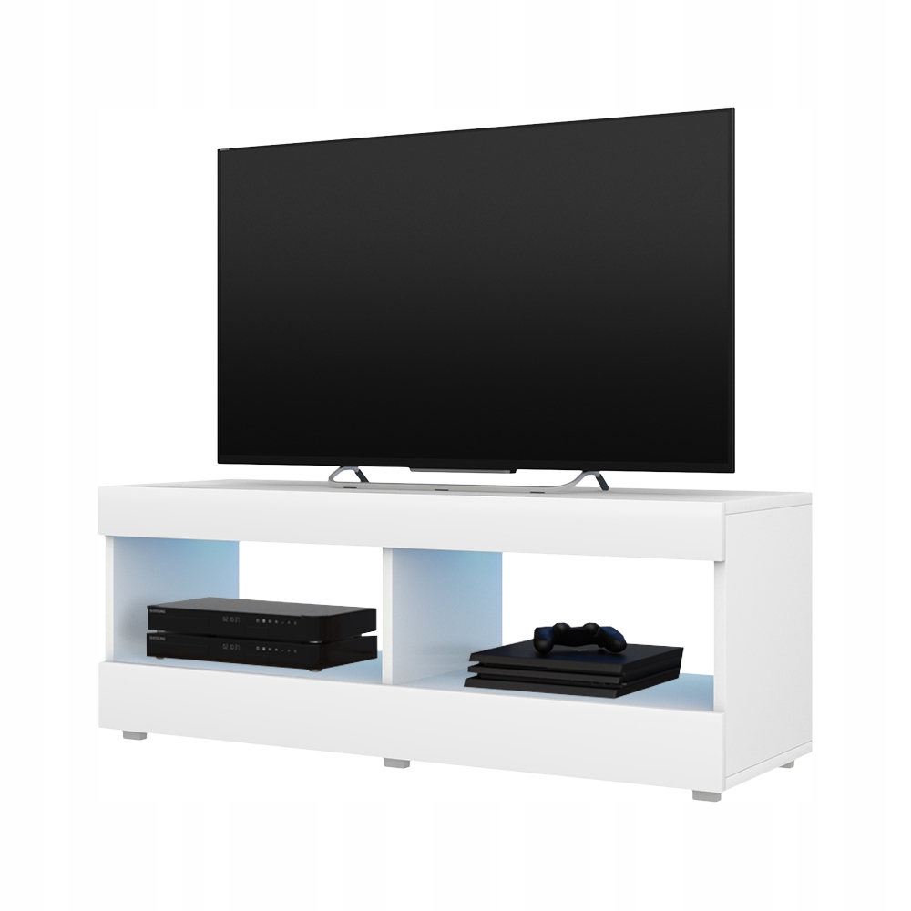 Rtv skříňka Viansola 100 cm bílá matná bílý lesk