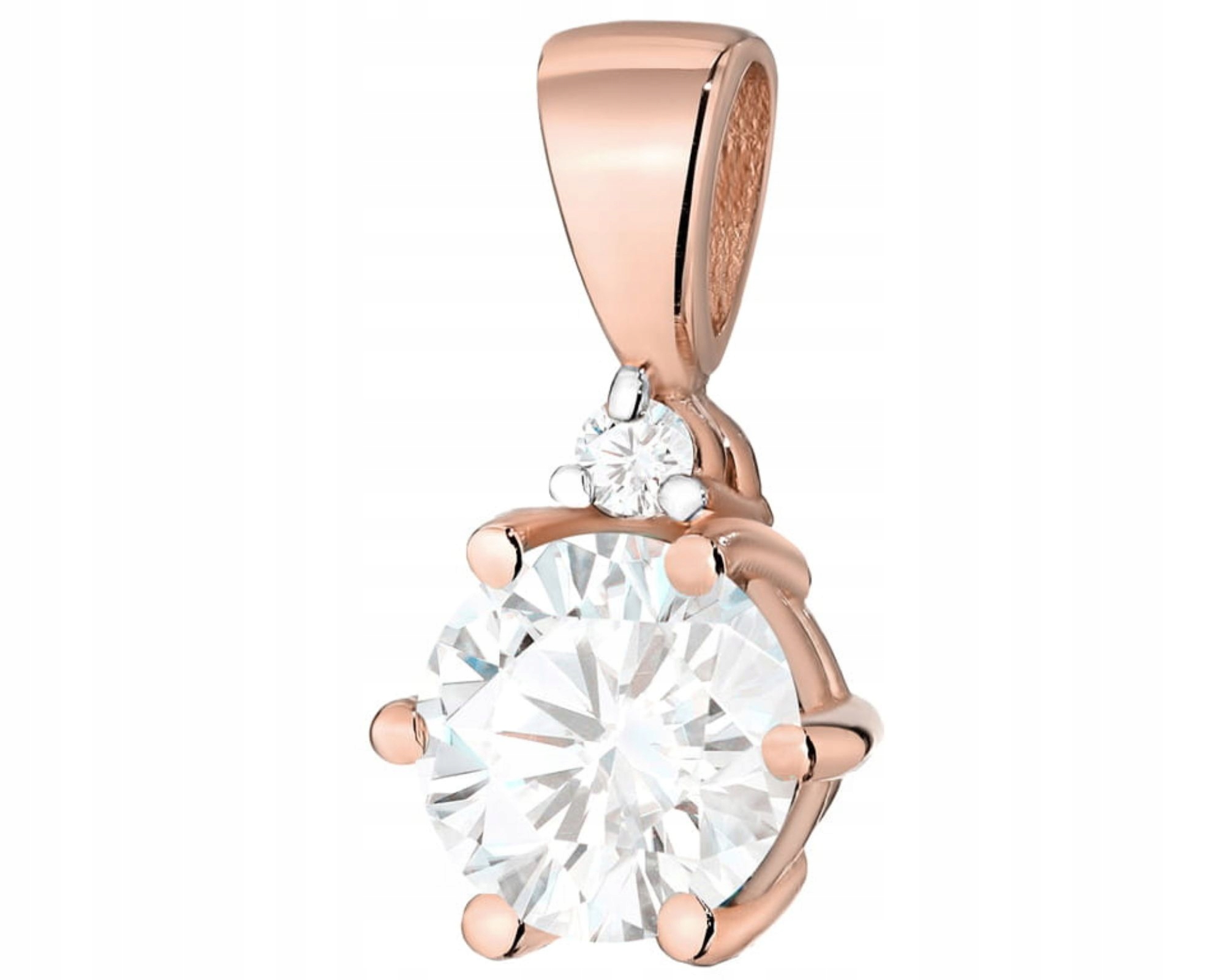 Růžové Zlato Přívěsek S Briliantem A Bílým Safírem 585 Gravírování Dárek