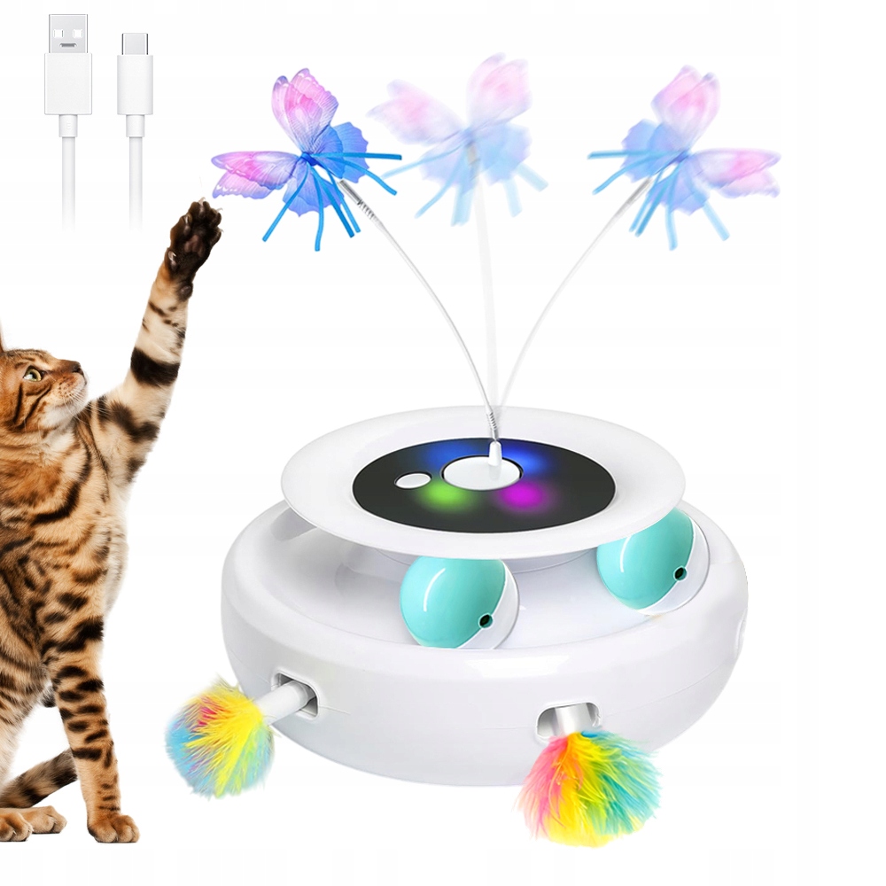 3V1HRAČKA Pro Kočky S Časovačem Nabíjecí Senzorická Bílá