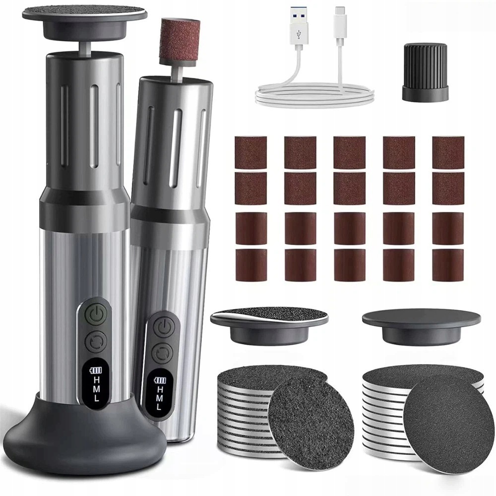 Zestaw Do Pedicure Manicure Frezarka Elektryczna Tarka Do Pięt Usb-c Led