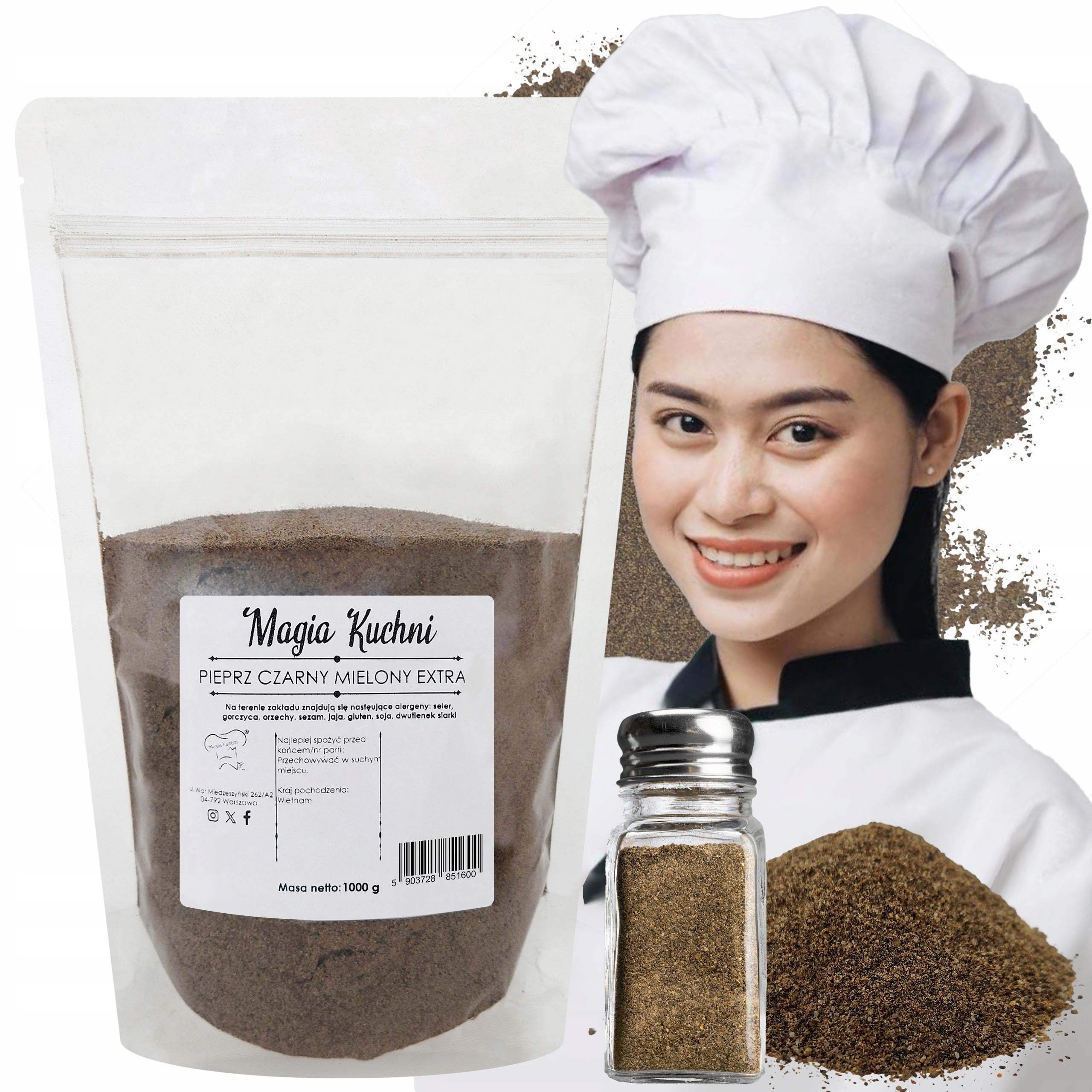 Levně Pepř Černý 1kg Mletý ostrý Přírodní