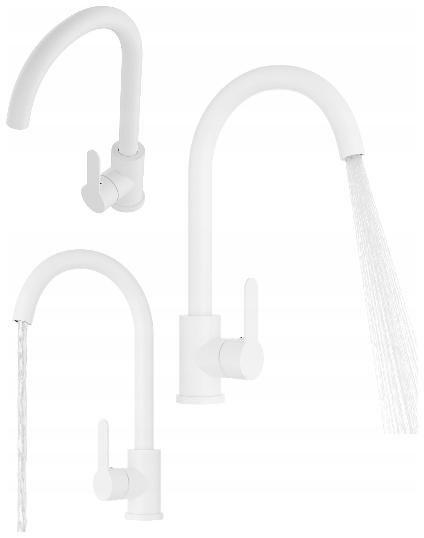 Kuchynská Batéria Biela So Zaobleným Výtokom Do Umývadla Prestige Plus Kohútik