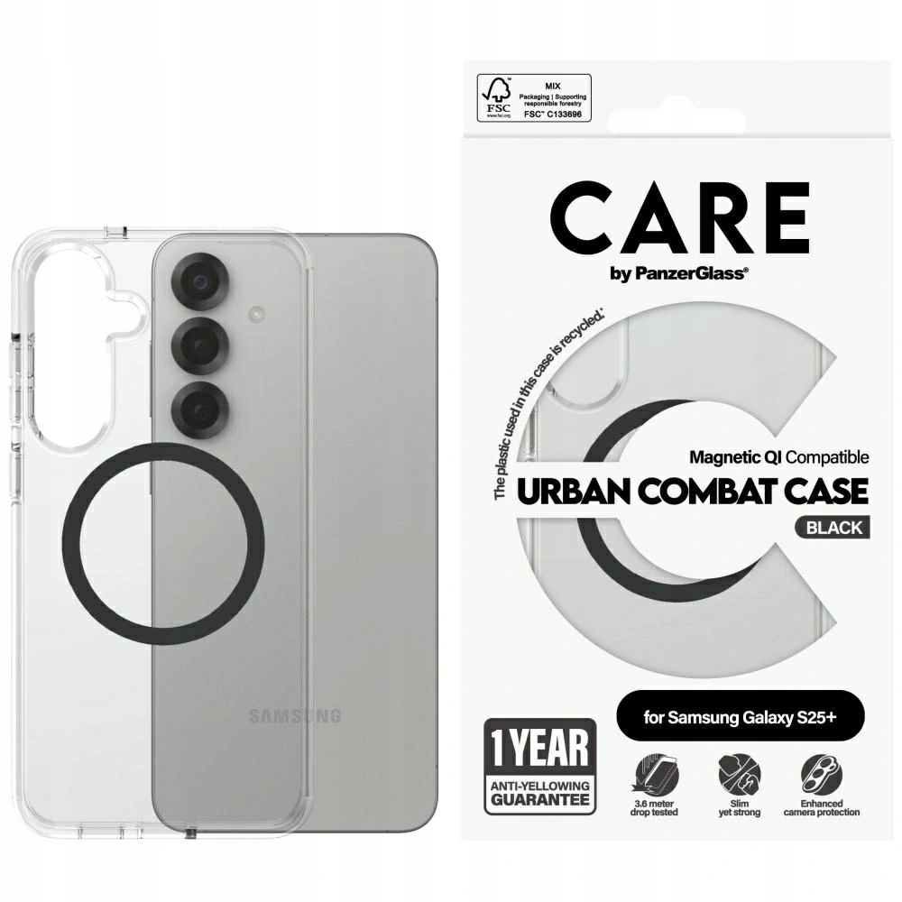 průhledný Pouzdro Care by PanzerGlass Flagship Urban pro Galaxy S25+ Plus