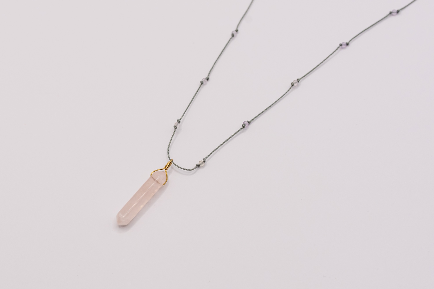 Wisiorek grot z Kwarcem Różowym i Ametrynem