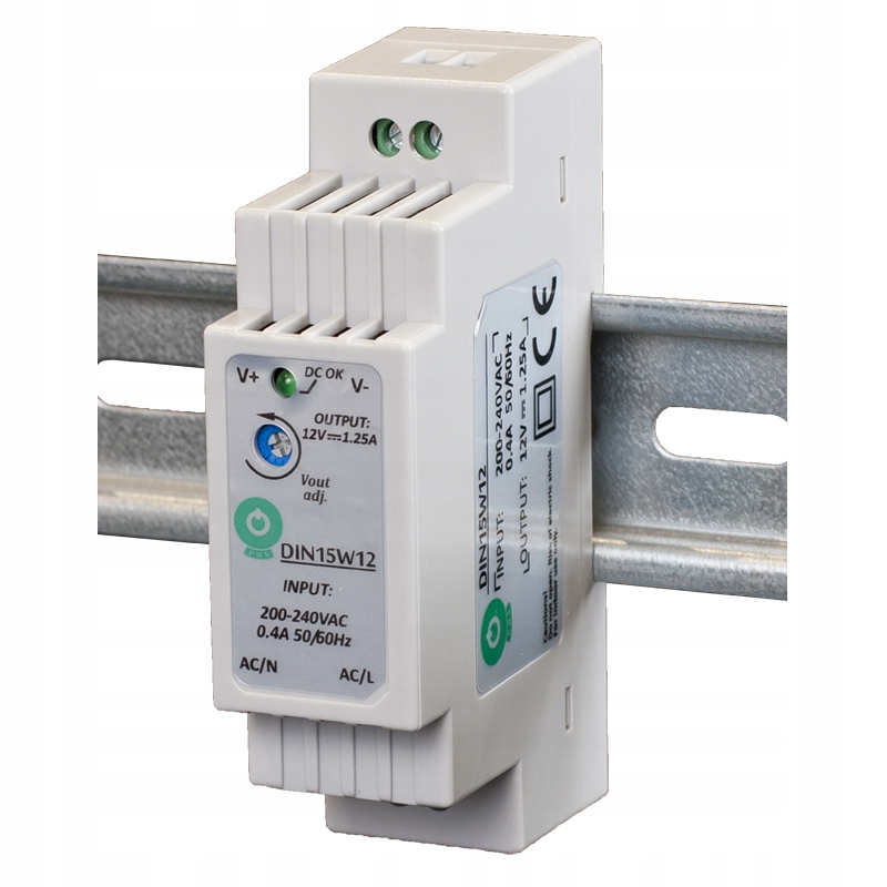 Zasilacz Din 12V Na Szynę 15W 1.25A Do Wideodomofonu Elektrozaczepu Cctv-Zdjęcie-0