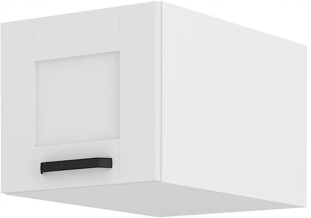Kuchyňská skříňka závěsná 40, horní výklopný nástavek. bílá, frézovaná.