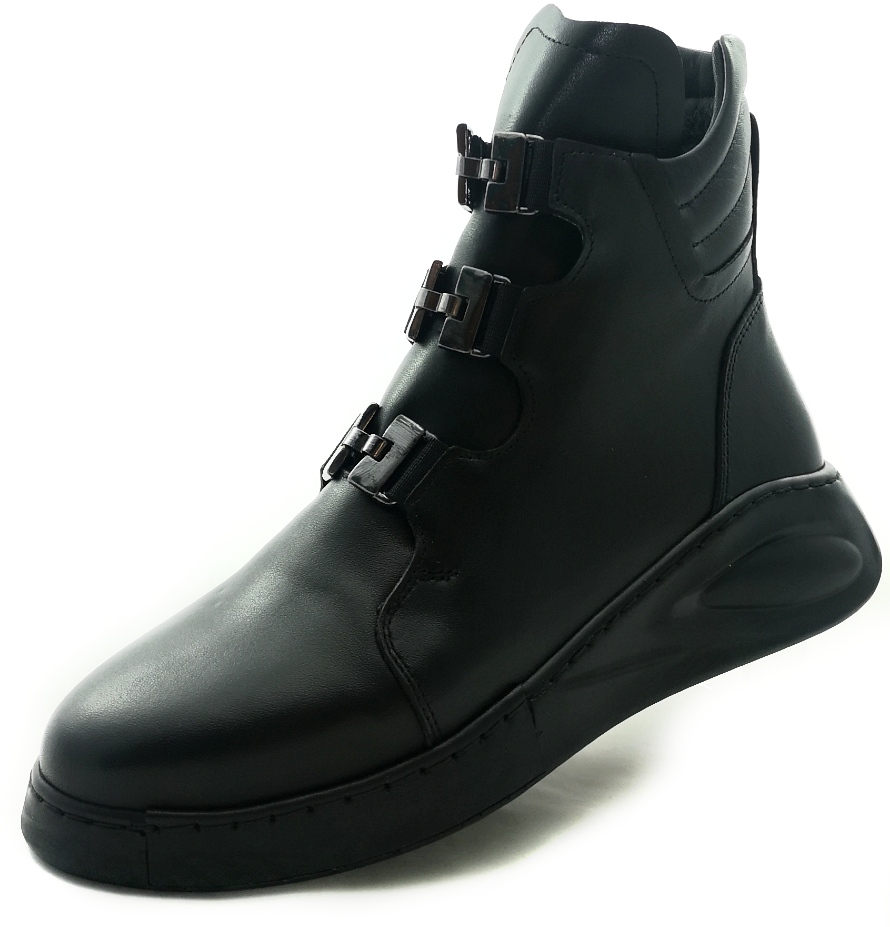 Černé kotníkové boty z přírodní kůže 401