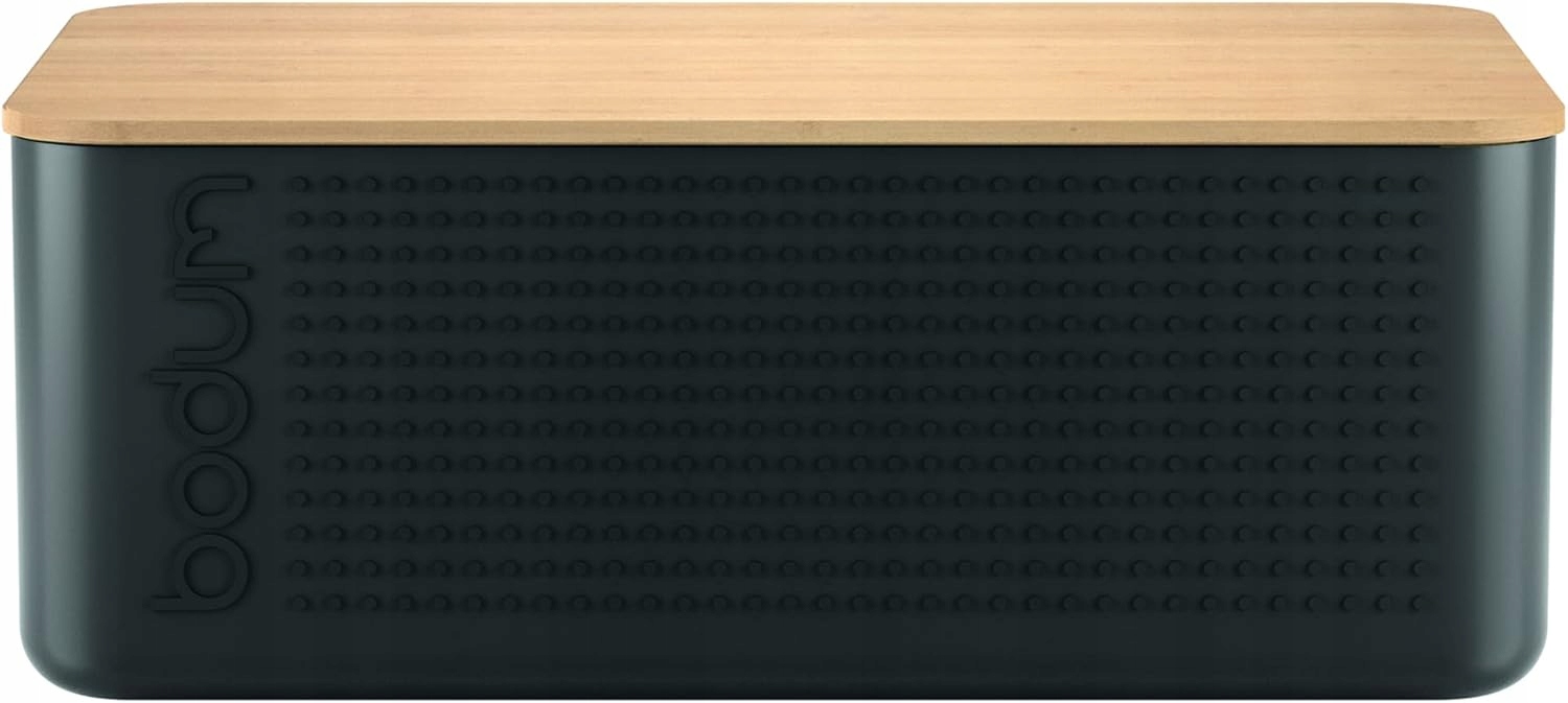 Bodum Bistro Chlebník Černý L s bambusovým víkem Deska