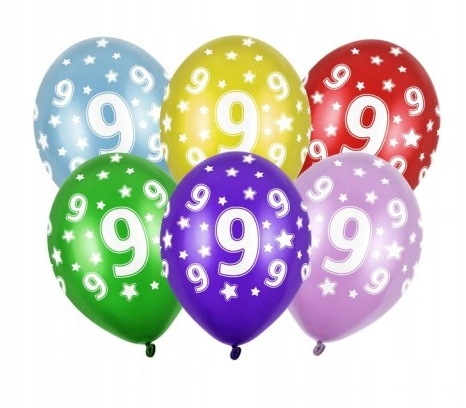 

Zestaw 9 urodziny balony 9st Birthday Metallic Mix