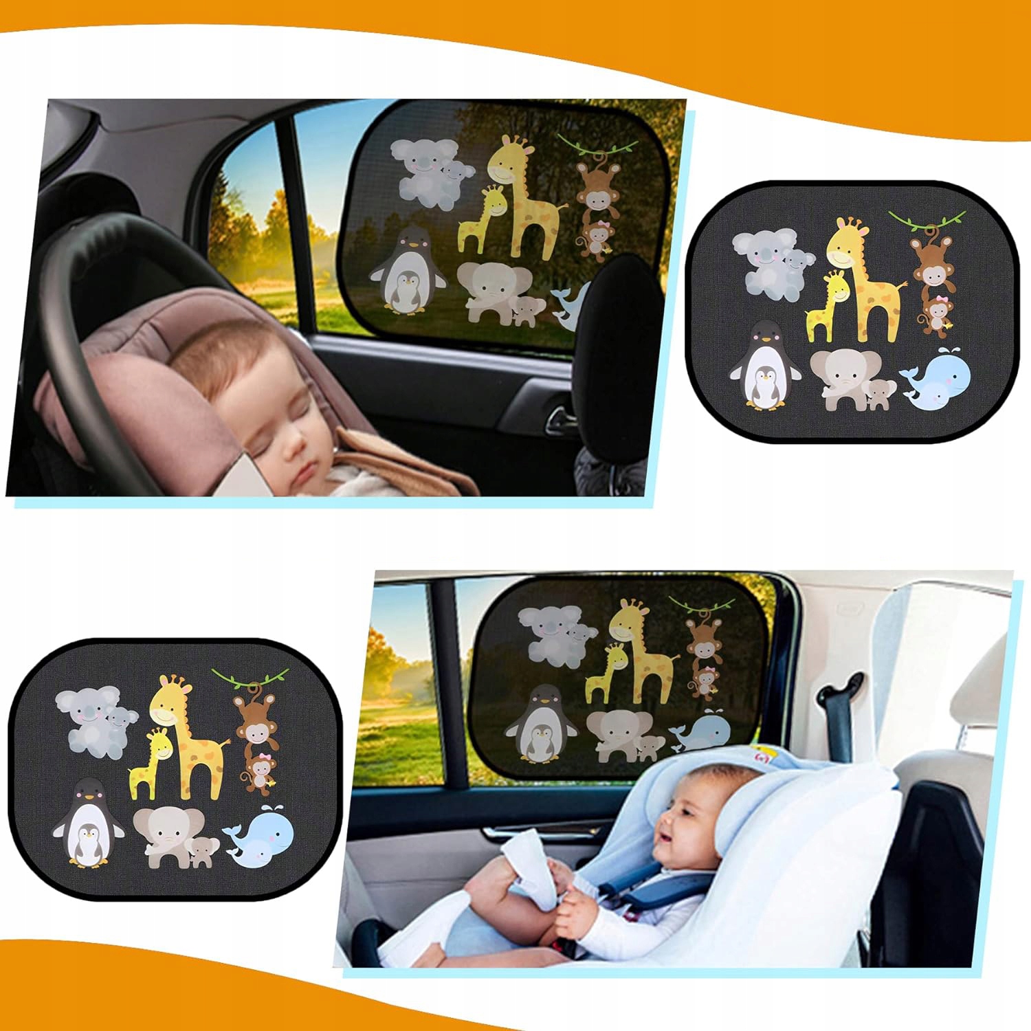 OSŁONA PRZECIWSŁONECZNA DO SAMOCHODU DLA DZIECI NA BOCZNĄ SZYBĘ OKNA 2 SZT Waga produktu z opakowaniem jednostkowym 0.125 kg