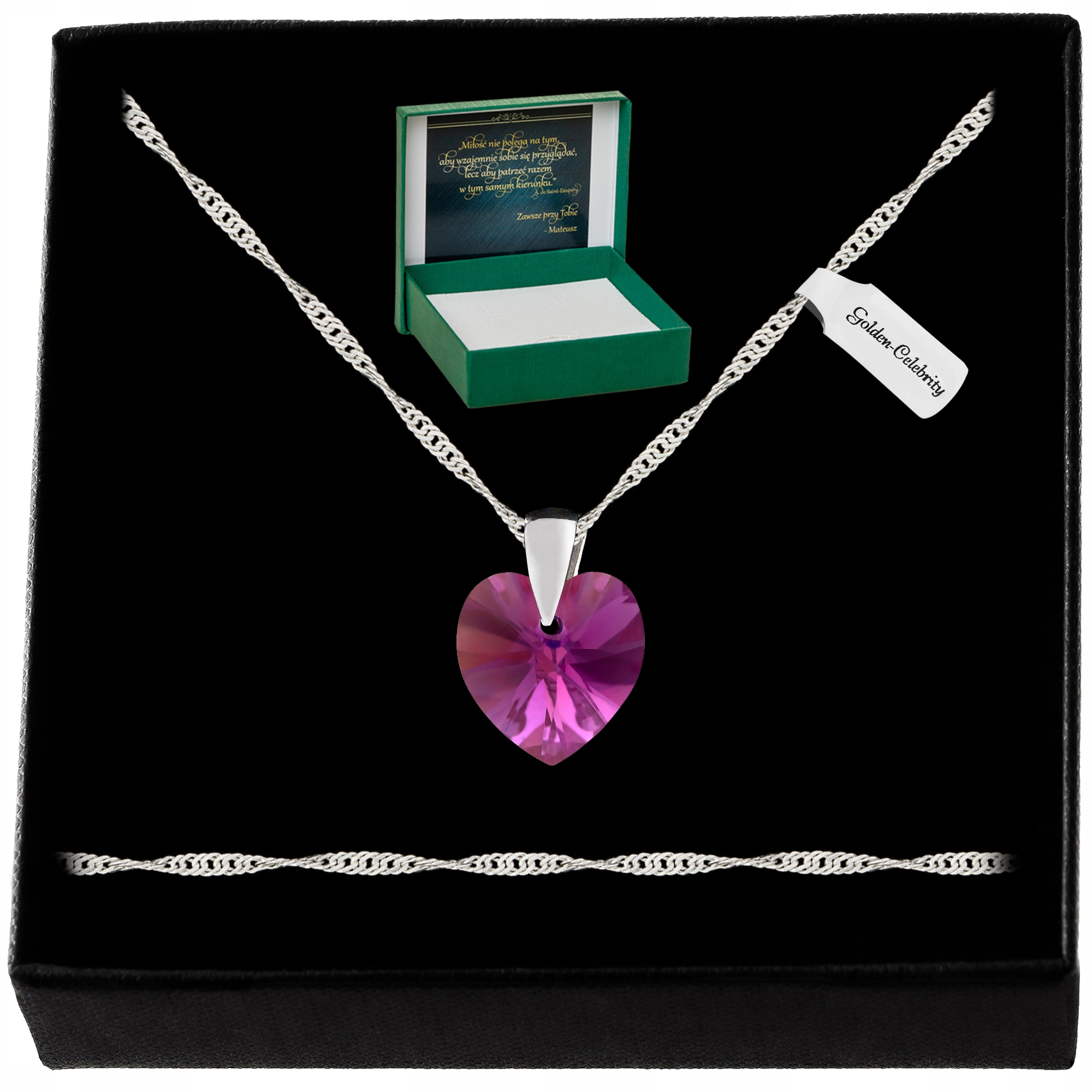 Stříbrný Náhrdelník Srdíčko Swarovski 925 Řetízek Přívěsek Pro Sestru