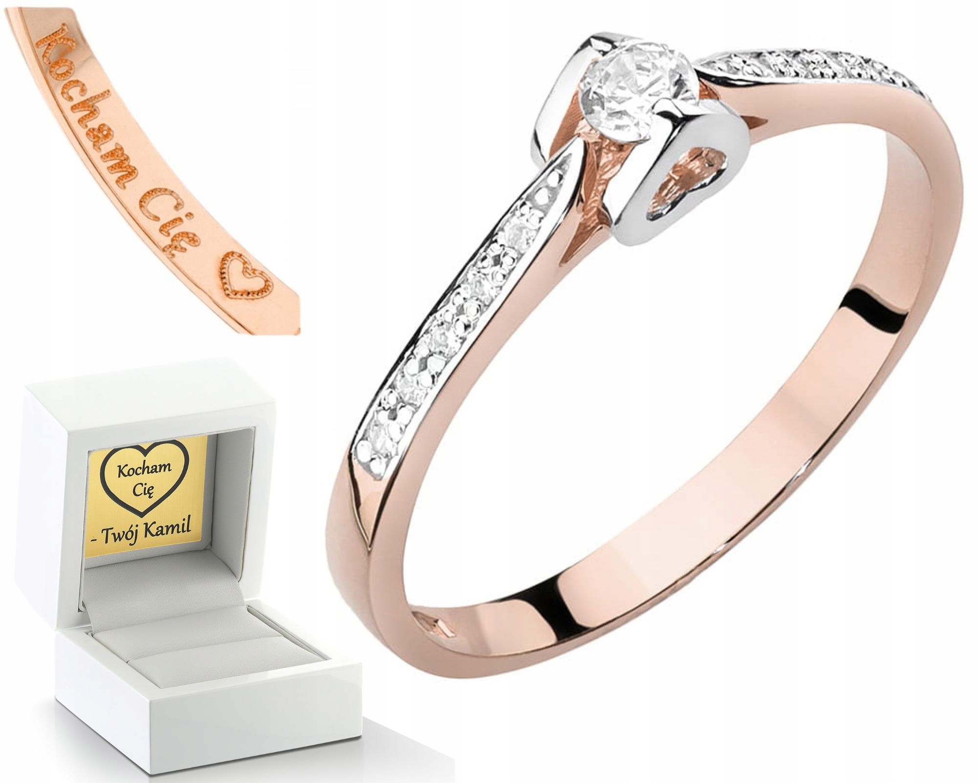 Růžové Zlato Prstýnek S Brilianty Gravírování 585 Zlato Jako Dárek