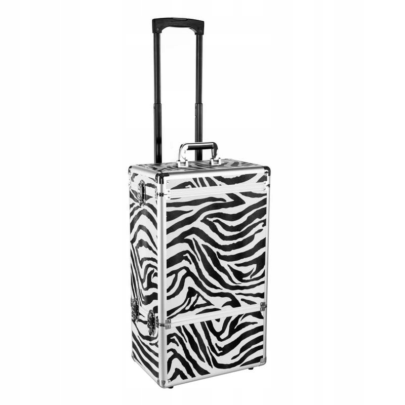 Kadeřnický kufr na kolečkách, mobilní kufr zebra