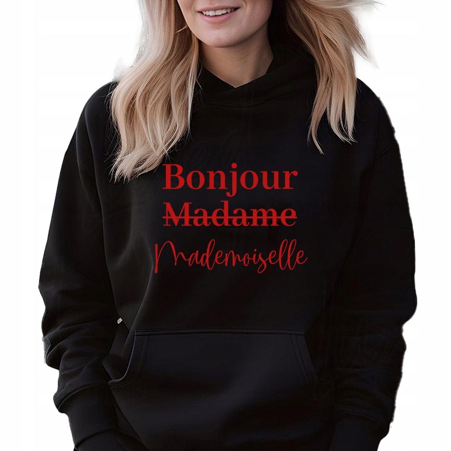 Mikina Černá S Kapucí jako Dárek k narozeninám Bonjour Mademoiselle XL