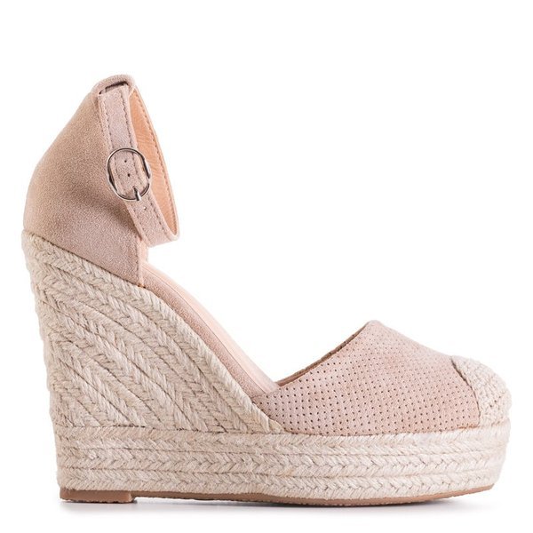 

Faina Beżowe Damskie Sandały Na Koturnie 41