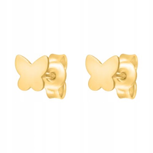 Dětské náušnice zlato 585 na tyčinku motýlci, lehké, lesklé, módní vzor