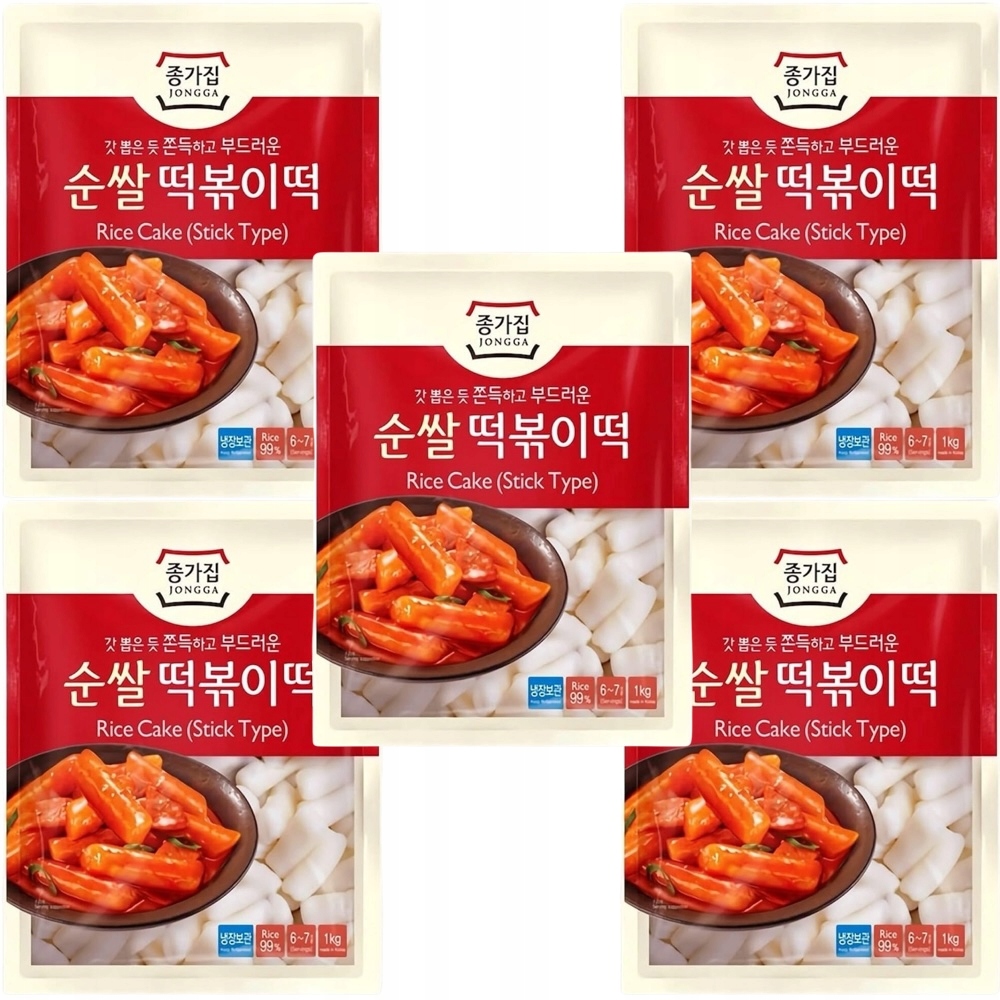 5x Kluski Ryżowe Koreańskie Korean Tteokbokki Topokki Rurki Stic 1kg Jongga