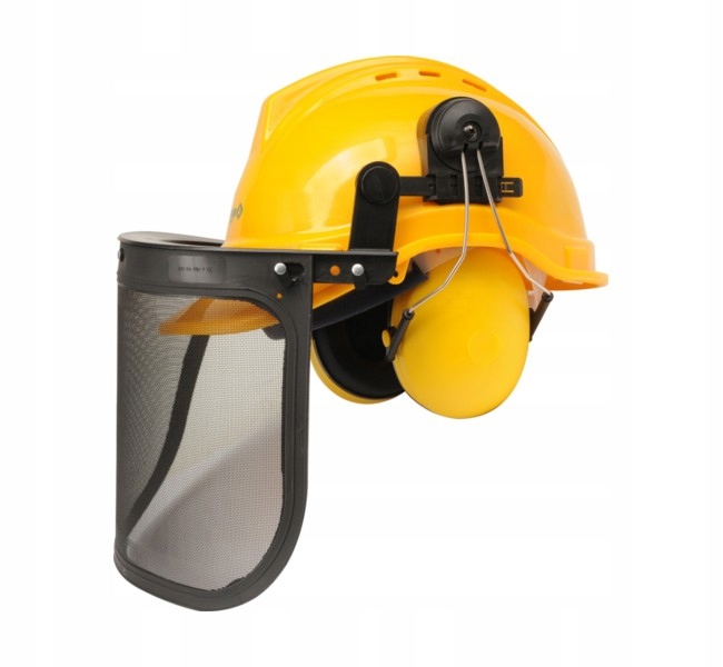 

Kask z osłoną i nausznikami do koszenia trawy