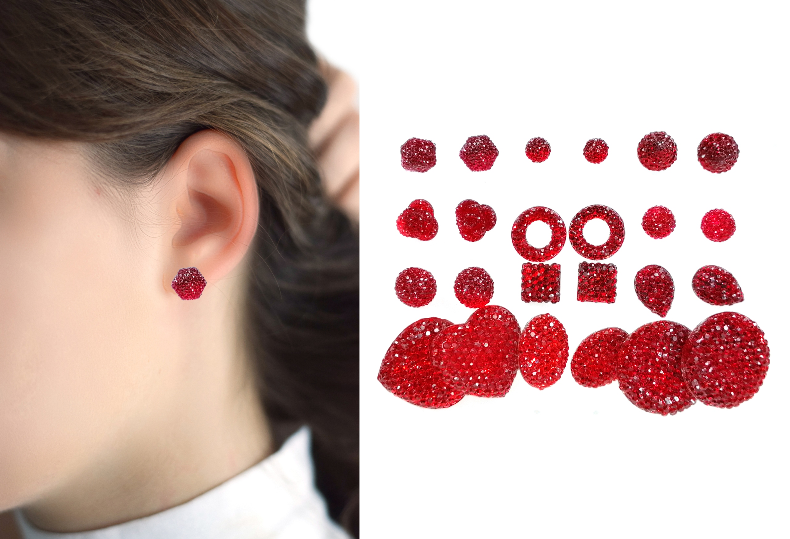 

Zestaw kolczyków mix wzorów kryształkowych 12 par