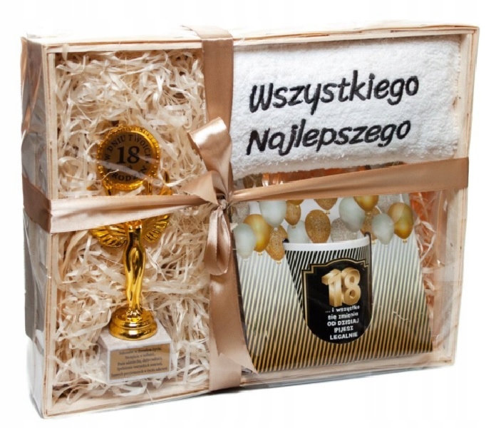 

Zestaw Prezentowy Ręcznik Kubek Statuetka Urodziny