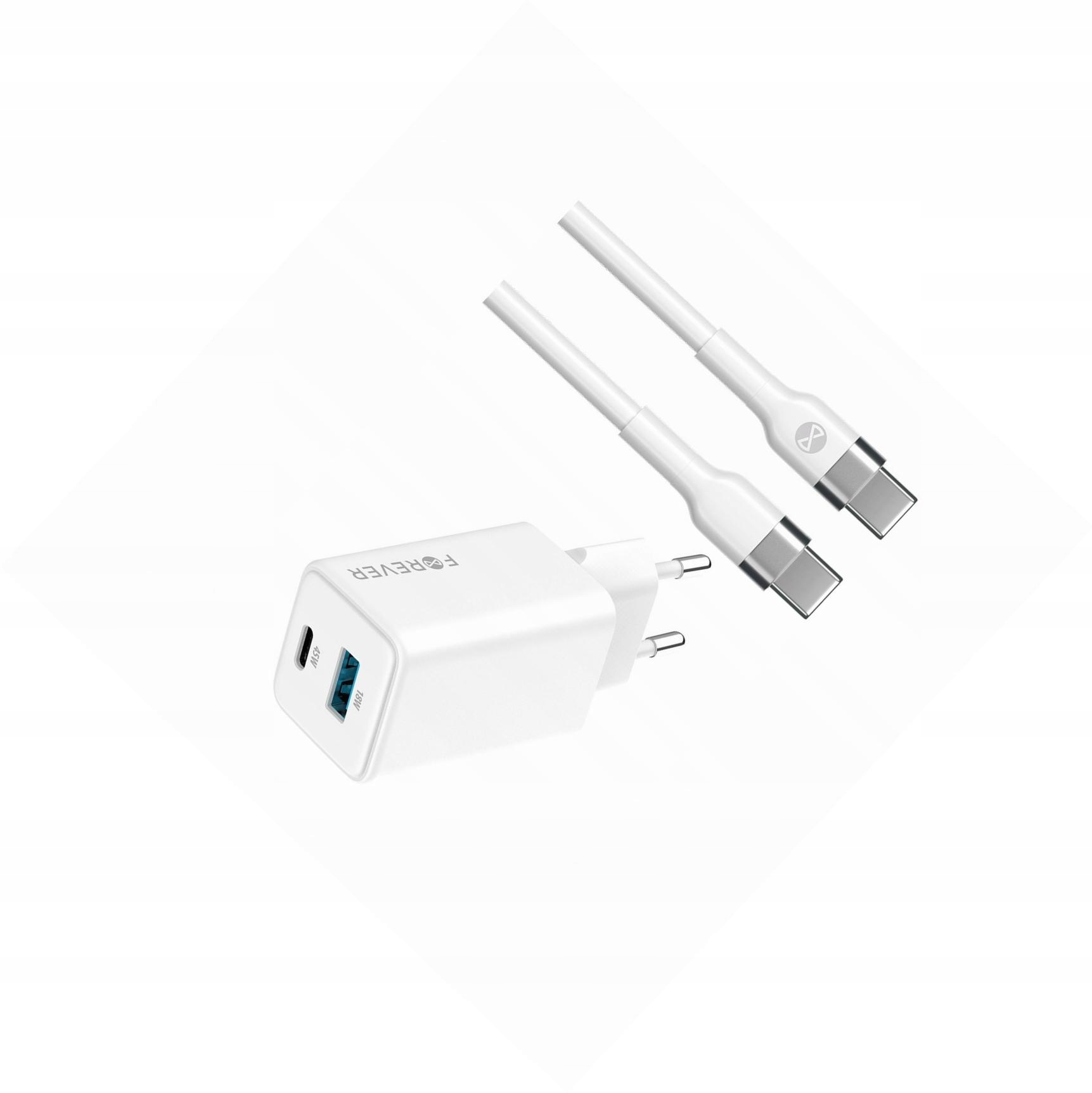 Szybka ładowarka GaN 45W 2 wejścia Usb i Usb-c z kablem do Realme 14x 5G