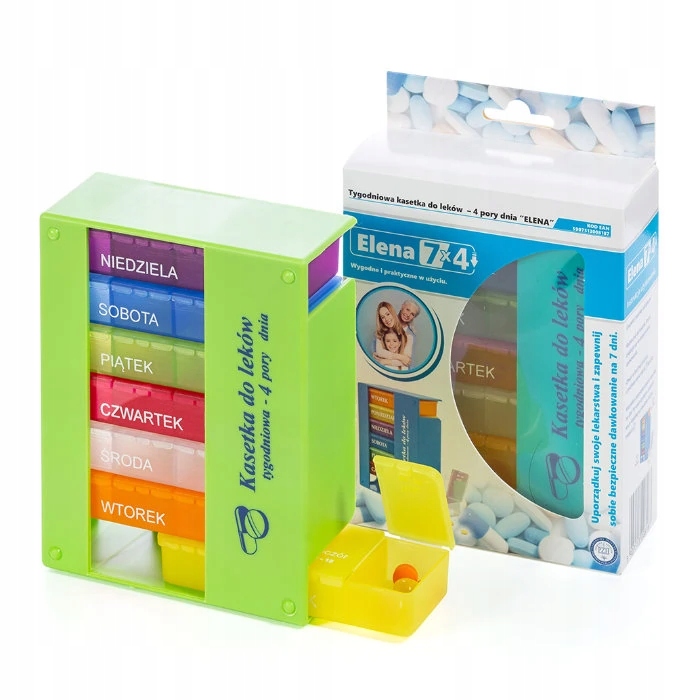 

Kasetka na leki tygodniowa z szufladkami 7/4 Elena