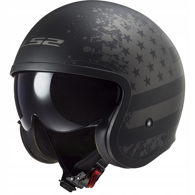 Motocyklová Prilba LS2 OF599 Spitfire Flag Otvorená Na Skúter Chopper Clona