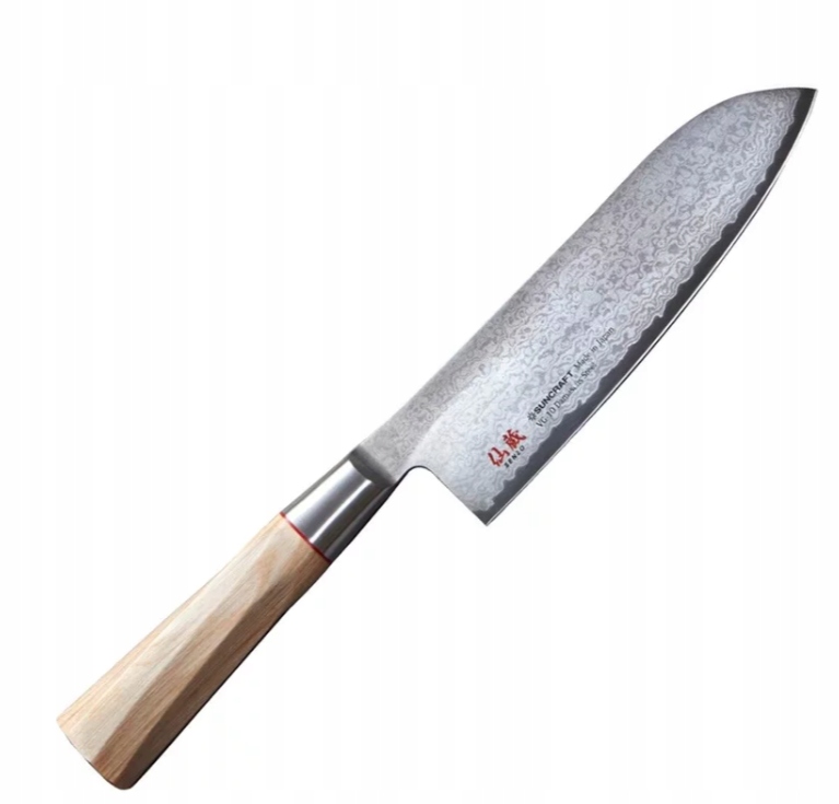 Nóż santoku Suncraft Octagon 16,7 cm vg10 hrc 60