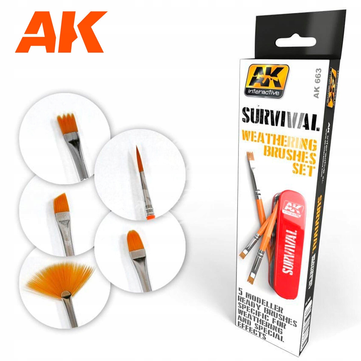 Sada štětců -survival Weathering Brushes Set Ak Interactive AK663