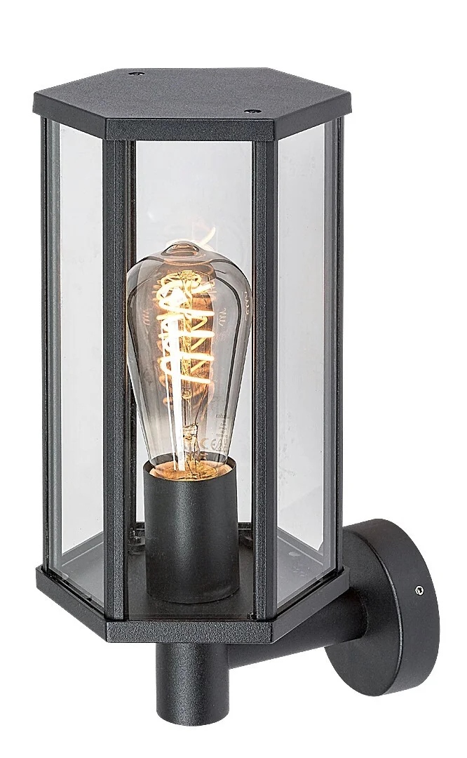 Vonkajšie nástenné svietidlo klasické loft čierne sklenené horné Rabalux
