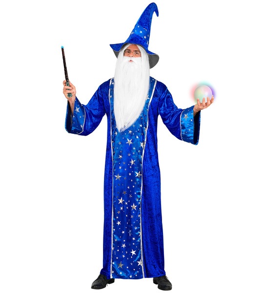 Kostým Čaroděj Magik Fantasy Modrý Halloween Svatoondřejská Noc XXL