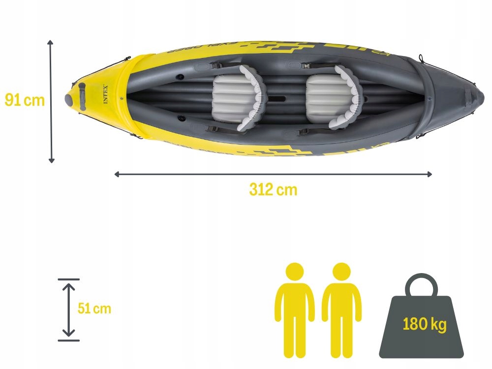 Kajak Explorer K2 2os. Intex Pompka + Wiosła 68307 MODEL 2024 Stan opakowania oryginalne