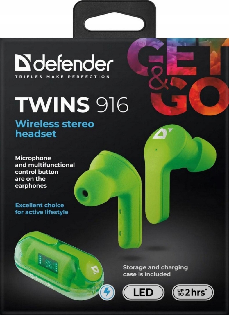 SŁUCHAWKI DEFENDER BLUETOOTH TWINS 916 ZIELONE — 13