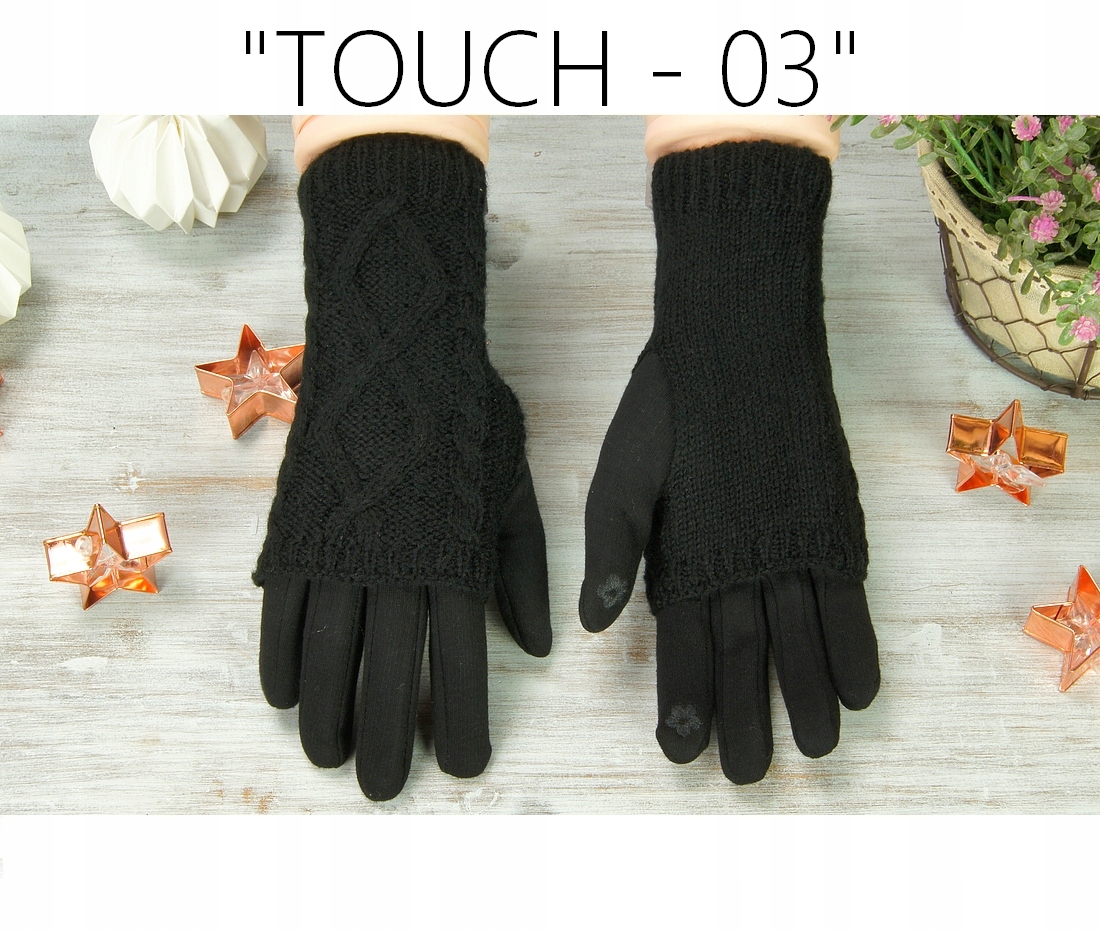 CIEPŁE RĘKAWICZKI DOTYKOWE damskie OCIEPLANE zimowe mitenki 3w1 - KOLORY Kolekcja Jesień zima
