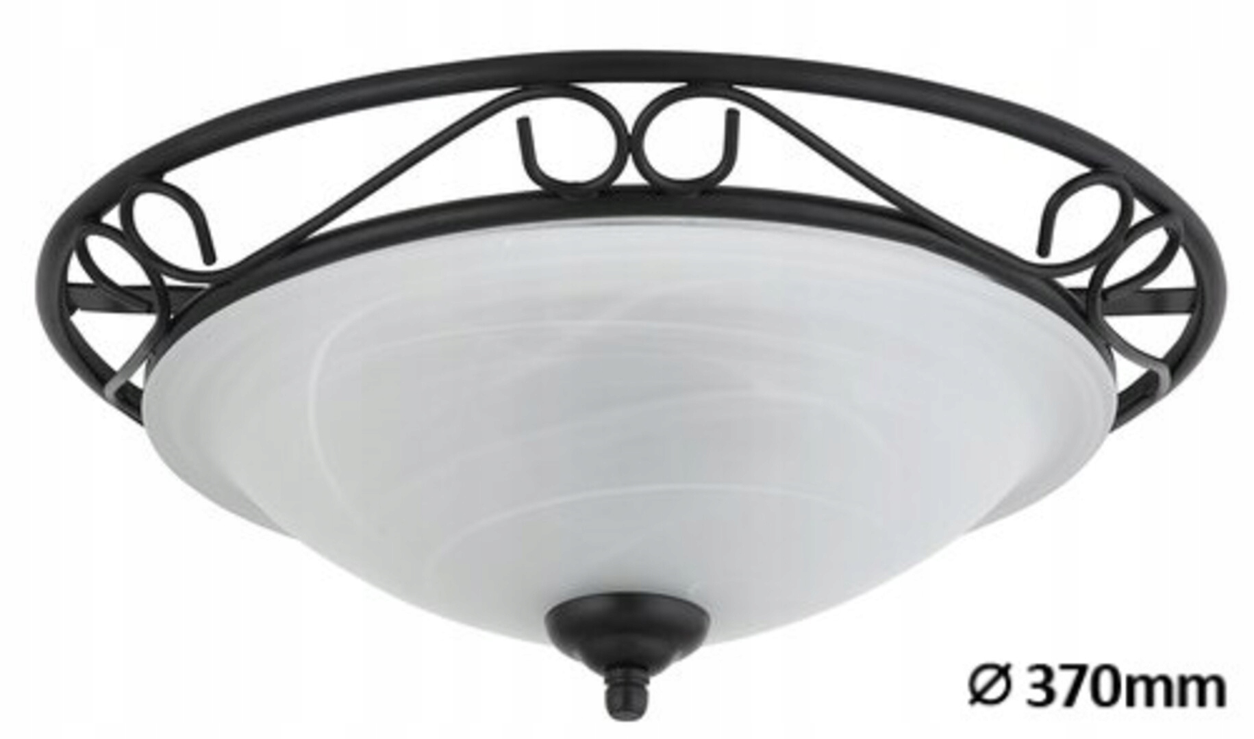 Stropná lampa stropné svietidlo čierna ozdobná biela sklenená okrúhla 37 cm Rabalux