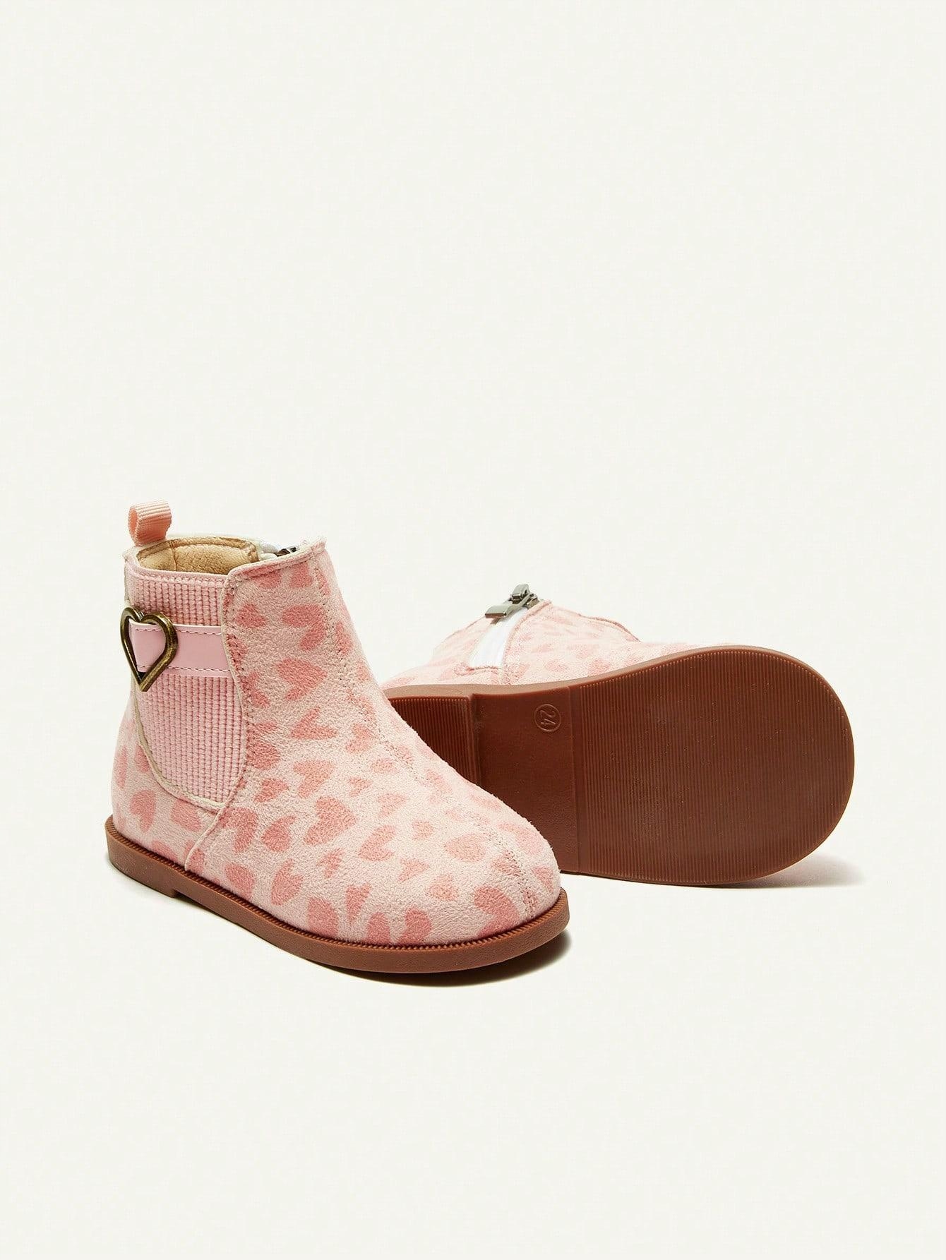 RÓŻOWE WYSOKIE BUTY NA ZAMEK WSUWANE WZÓR SERCE COZY CUB 23 Kolor różowy