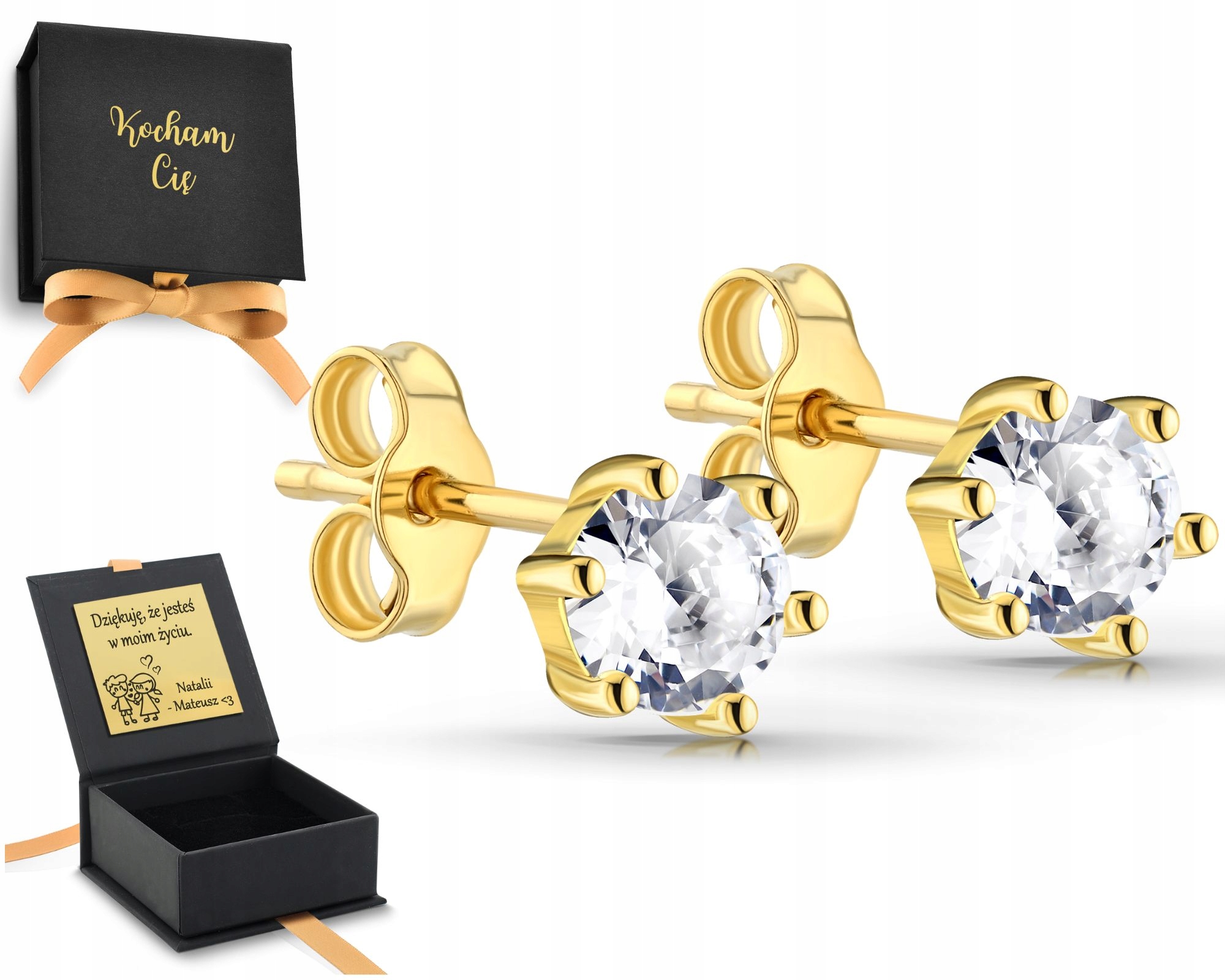 Zlaté Náušnice Velké Zirkony Stříbro 925