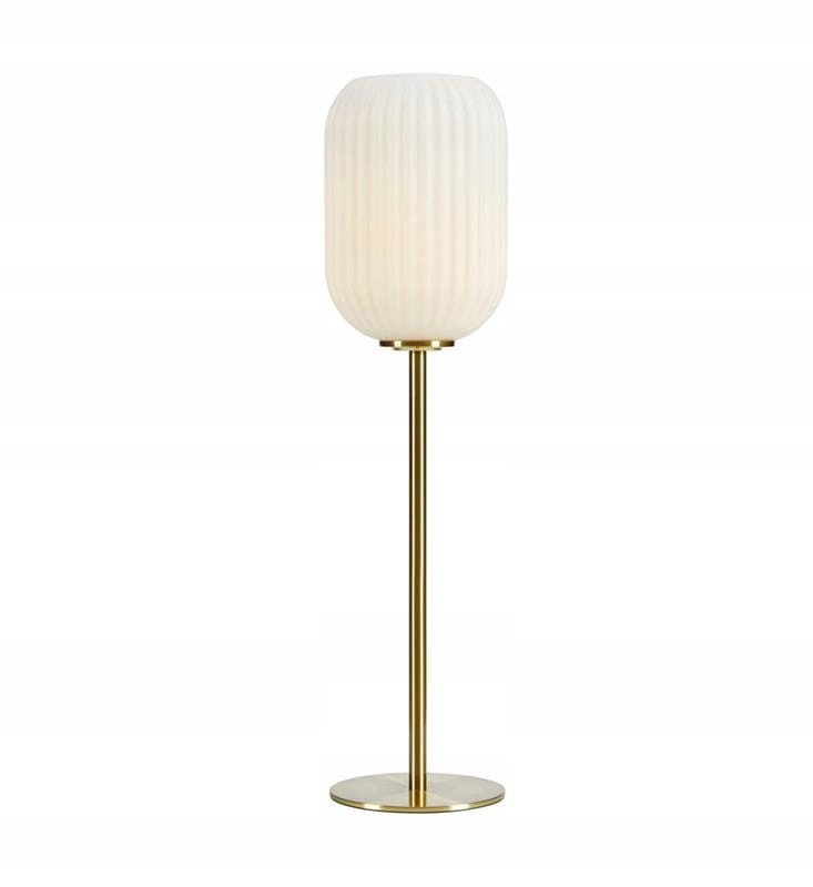 Skleněná stolní lampa elegantní bílé stínidlo Cava kovová základna Markslojd