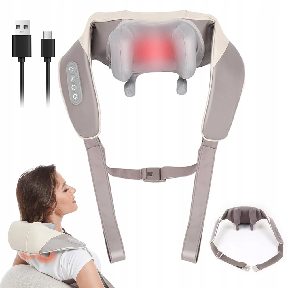 Masażer Do Szyi Karku Ciała Shiatsu Pas Masujący Grzejący 2 Tryby Masażu
